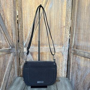 Vera Bradley Carson Black Microfiber Quilted Classic Shoulder Bag.